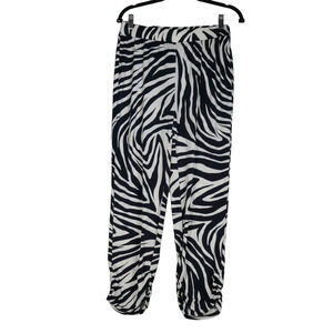 Chico’s Leggings Women Small Blue White Zebra Print Ankle Length Active Stretch